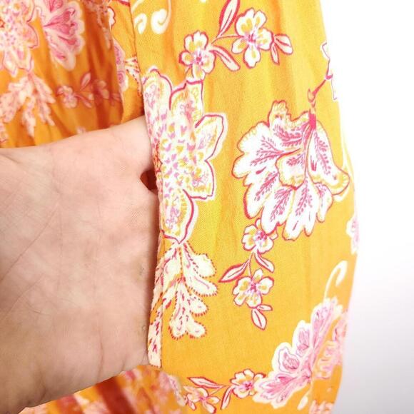 Old Navy Dress Womens XS Shapeless Colorful Florals Split Hem Pockets Tie Strap - Picture 11 of 12